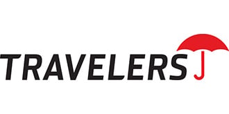 The logo for Travelers Insurance with an umbrella. The logo for Travelers Insurance with an umbrella.