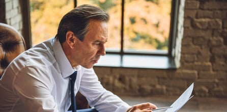 An older man reviews a document.