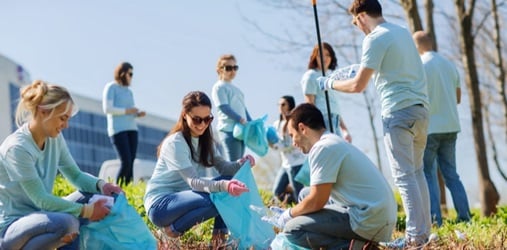 Group of volunteers working.