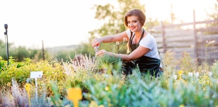 Woman in a garden.