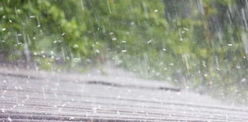 Hail falling on a roof.