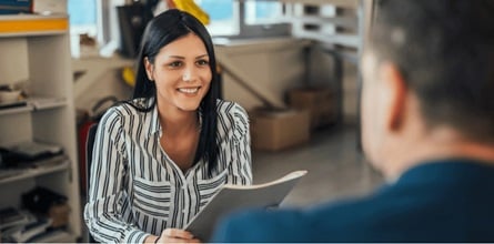 Business consultant having a pleasant conversation with an associate