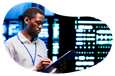 A computer systems integrator conducts an assessment at a data center.