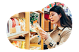A shopper picks up a bag of popcorn in a specialty food store.