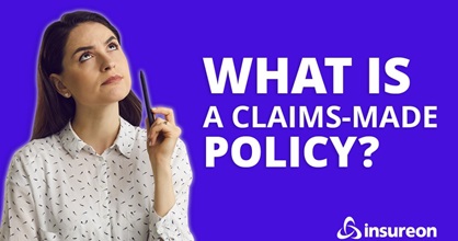 Business owner standing next to the words "What is a claims-made policy?"